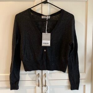 Everlane The Featherweight Alpaca Cardigan Sweater Button Wool Blend Black S